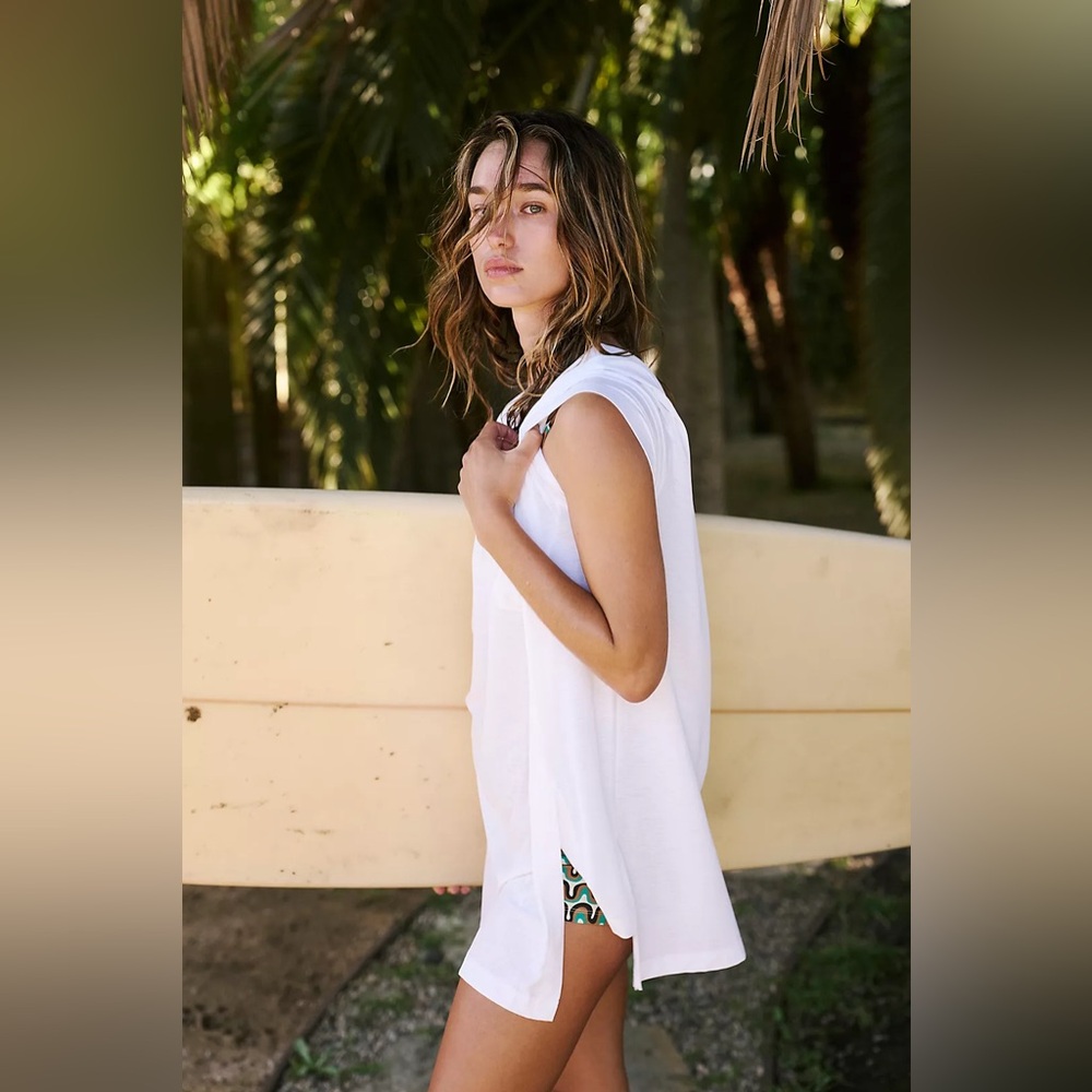 NWOT FP Movement Tempo Tunic Tee White Free People